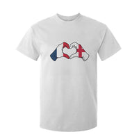 Proud Fance England Heritage Hand Heart Graphic T Shirt For Kid French English Anglo Roots Cross Border Love Unity