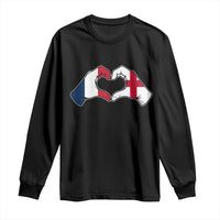 Proud Fance England Heritage Hand Heart Graphic Long Sleeve Shirt French English Anglo Roots Cross Border Love Unity