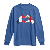 Proud Fance England Heritage Hand Heart Graphic Long Sleeve Shirt French English Anglo Roots Cross Border Love Unity