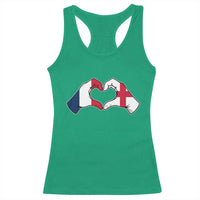 Proud Fance England Heritage Hand Heart Graphic Racerback Tank Top French English Anglo Roots Cross Border Love Unity