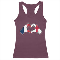 Proud Fance England Heritage Hand Heart Graphic Racerback Tank Top French English Anglo Roots Cross Border Love Unity