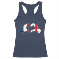 Proud Fance England Heritage Hand Heart Graphic Racerback Tank Top French English Anglo Roots Cross Border Love Unity