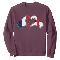 Proud Fance England Heritage Hand Heart Graphic Sweatshirt French English Anglo Roots Cross Border Love Unity