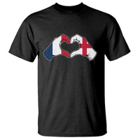 Proud Fance England Heritage Hand Heart Graphic T Shirt French English Anglo Roots Cross Border Love Unity