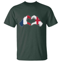 Proud Fance England Heritage Hand Heart Graphic T Shirt French English Anglo Roots Cross Border Love Unity
