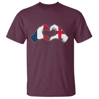 Proud Fance England Heritage Hand Heart Graphic T Shirt French English Anglo Roots Cross Border Love Unity