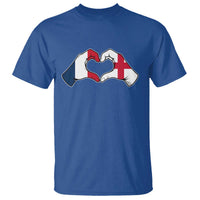 Proud Fance England Heritage Hand Heart Graphic T Shirt French English Anglo Roots Cross Border Love Unity