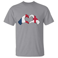 Proud Fance England Heritage Hand Heart Graphic T Shirt French English Anglo Roots Cross Border Love Unity