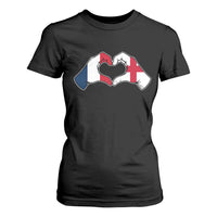 Proud Fance England Heritage Hand Heart Graphic T Shirt For Women French English Anglo Roots Cross Border Love Unity