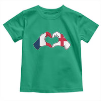 Proud Fance England Heritage Hand Heart Graphic Toddler T Shirt French English Anglo Roots Cross Border Love Unity