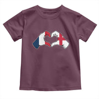 Proud Fance England Heritage Hand Heart Graphic Toddler T Shirt French English Anglo Roots Cross Border Love Unity