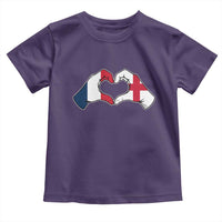 Proud Fance England Heritage Hand Heart Graphic Toddler T Shirt French English Anglo Roots Cross Border Love Unity