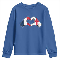 Proud Fance England Heritage Hand Heart Graphic Youth Sweatshirt French English Anglo Roots Cross Border Love Unity