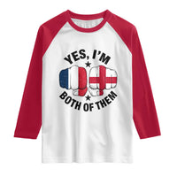 Yes Im Both Of Them France England Flag Fists Graphic Raglan Shirt French English Anglo Dual Pride Heritage