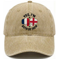 Yes Im Both Of Them France England Flag Fists Graphic Washed Cotton Baseball Cap French English Anglo Dual Pride Heritage