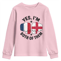 Yes Im Both Of Them France England Flag Fists Graphic Youth Sweatshirt French English Anglo Dual Pride Heritage