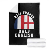 Half French Half English Split Flag Graphic Throw Blanket Patriotic Anglo England France Dual Heritage DNA Ancestry