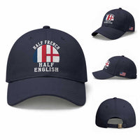Half French Half English Split Flag Graphic Baseball Cap Patriotic Anglo England France Dual Heritage DNA Ancestry