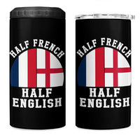 Half French Half English Split Flag Graphic 4 in 1 Can Cooler Tumbler Patriotic Anglo England France Dual Heritage DNA Ancestry