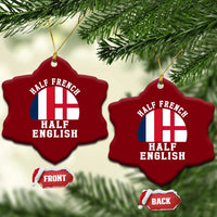 Half French Half English Split Flag Graphic Ceramic Ornament Patriotic Anglo England France Dual Heritage DNA Ancestry