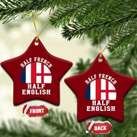 Half French Half English Split Flag Graphic Ceramic Ornament Patriotic Anglo England France Dual Heritage DNA Ancestry