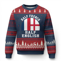 Half French Half English Split Flag Graphic Ugly Christmas Sweater Patriotic Anglo England France Dual Heritage DNA Ancestry