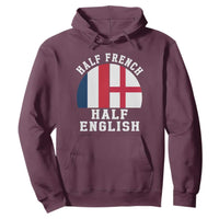 Half French Half English Split Flag Graphic Hoodie Patriotic Anglo England France Dual Heritage DNA Ancestry