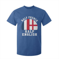 Half French Half English Split Flag Graphic T Shirt For Kid Patriotic Anglo England France Dual Heritage DNA Ancestry