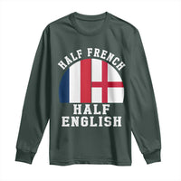 Half French Half English Split Flag Graphic Long Sleeve Shirt Patriotic Anglo England France Dual Heritage DNA Ancestry