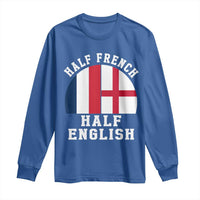 Half French Half English Split Flag Graphic Long Sleeve Shirt Patriotic Anglo England France Dual Heritage DNA Ancestry