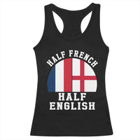Half French Half English Split Flag Graphic Racerback Tank Top Patriotic Anglo England France Dual Heritage DNA Ancestry