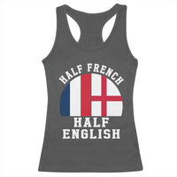 Half French Half English Split Flag Graphic Racerback Tank Top Patriotic Anglo England France Dual Heritage DNA Ancestry