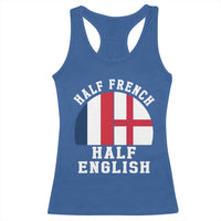 Half French Half English Split Flag Graphic Racerback Tank Top Patriotic Anglo England France Dual Heritage DNA Ancestry