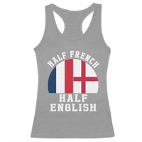 Half French Half English Split Flag Graphic Racerback Tank Top Patriotic Anglo England France Dual Heritage DNA Ancestry