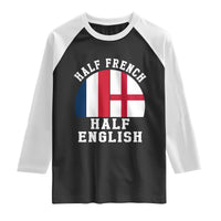 Half French Half English Split Flag Graphic Raglan Shirt Patriotic Anglo England France Dual Heritage DNA Ancestry