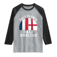 Half French Half English Split Flag Graphic Raglan Shirt Patriotic Anglo England France Dual Heritage DNA Ancestry