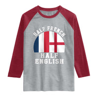 Half French Half English Split Flag Graphic Raglan Shirt Patriotic Anglo England France Dual Heritage DNA Ancestry