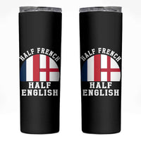 Half French Half English Split Flag Graphic Skinny Tumbler Patriotic Anglo England France Dual Heritage DNA Ancestry
