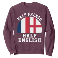 Half French Half English Split Flag Graphic Sweatshirt Patriotic Anglo England France Dual Heritage DNA Ancestry