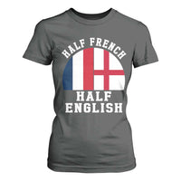 Half French Half English Split Flag Graphic T Shirt For Women Patriotic Anglo England France Dual Heritage DNA Ancestry