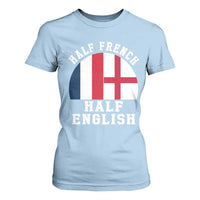 Half French Half English Split Flag Graphic T Shirt For Women Patriotic Anglo England France Dual Heritage DNA Ancestry