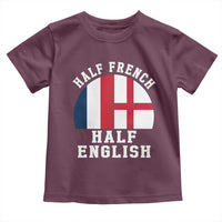 Half French Half English Split Flag Graphic Toddler T Shirt Patriotic Anglo England France Dual Heritage DNA Ancestry