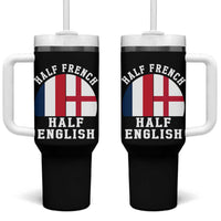Half French Half English Split Flag Graphic Tumbler With Handle Patriotic Anglo England France Dual Heritage DNA Ancestry