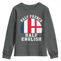 Half French Half English Split Flag Graphic Youth Sweatshirt Patriotic Anglo England France Dual Heritage DNA Ancestry