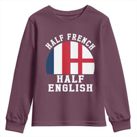 Half French Half English Split Flag Graphic Youth Sweatshirt Patriotic Anglo England France Dual Heritage DNA Ancestry