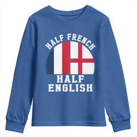 Half French Half English Split Flag Graphic Youth Sweatshirt Patriotic Anglo England France Dual Heritage DNA Ancestry