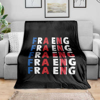 FRA ENG France England Flag Graphic Throw Blanket French English Typographic Dual Heritage Pride Match Day