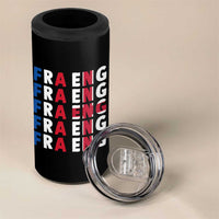 FRA ENG France England Flag Graphic 4 in 1 Can Cooler Tumbler French English Typographic Dual Heritage Pride Match Day