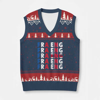 FRA ENG France England Flag Graphic V-Neck Knit Sweater Vest French English Typographic Dual Heritage Pride Match Day