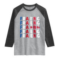 FRA ENG France England Flag Graphic Raglan Shirt French English Typographic Dual Heritage Pride Match Day